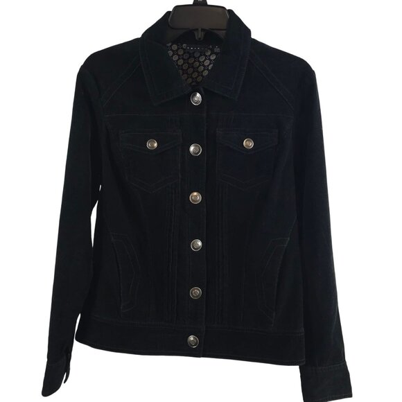 Womens Dark Academia Fall Layering Boho Y2K Western Fashion Black Denim Jacket S - Picture 2 of 15
